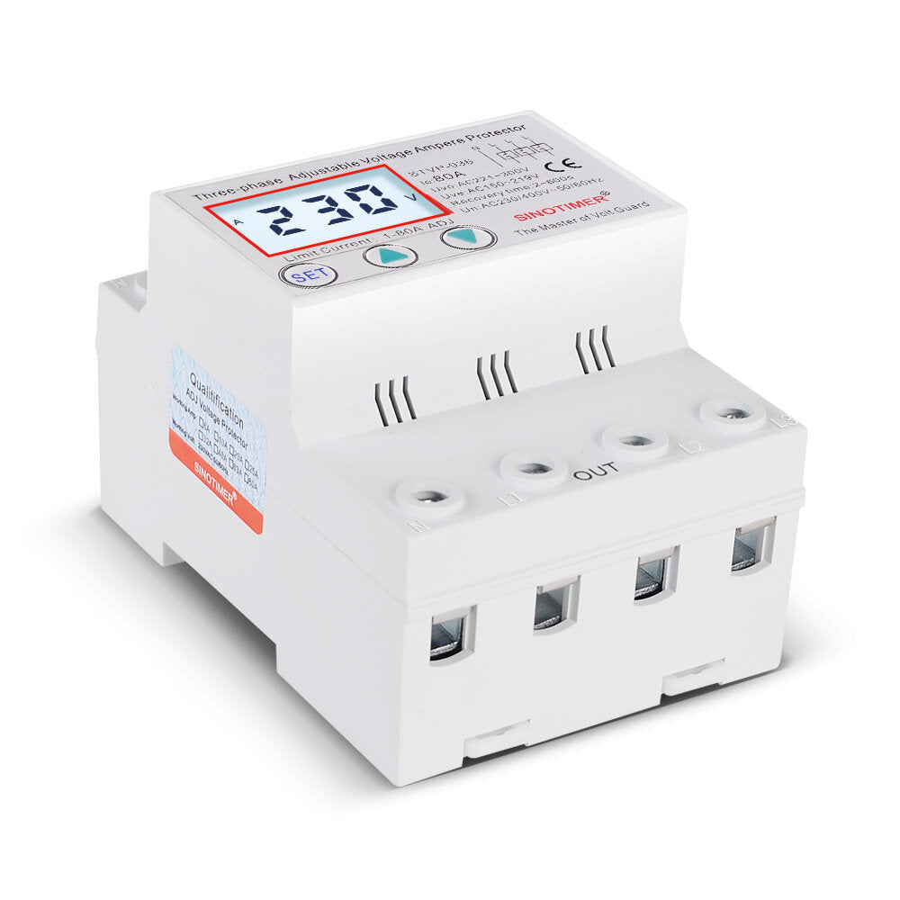 Multifunctional Over Under Voltage and Over Current Protection Device Automatic Recovery Voltage Relay,230V AC 63A
