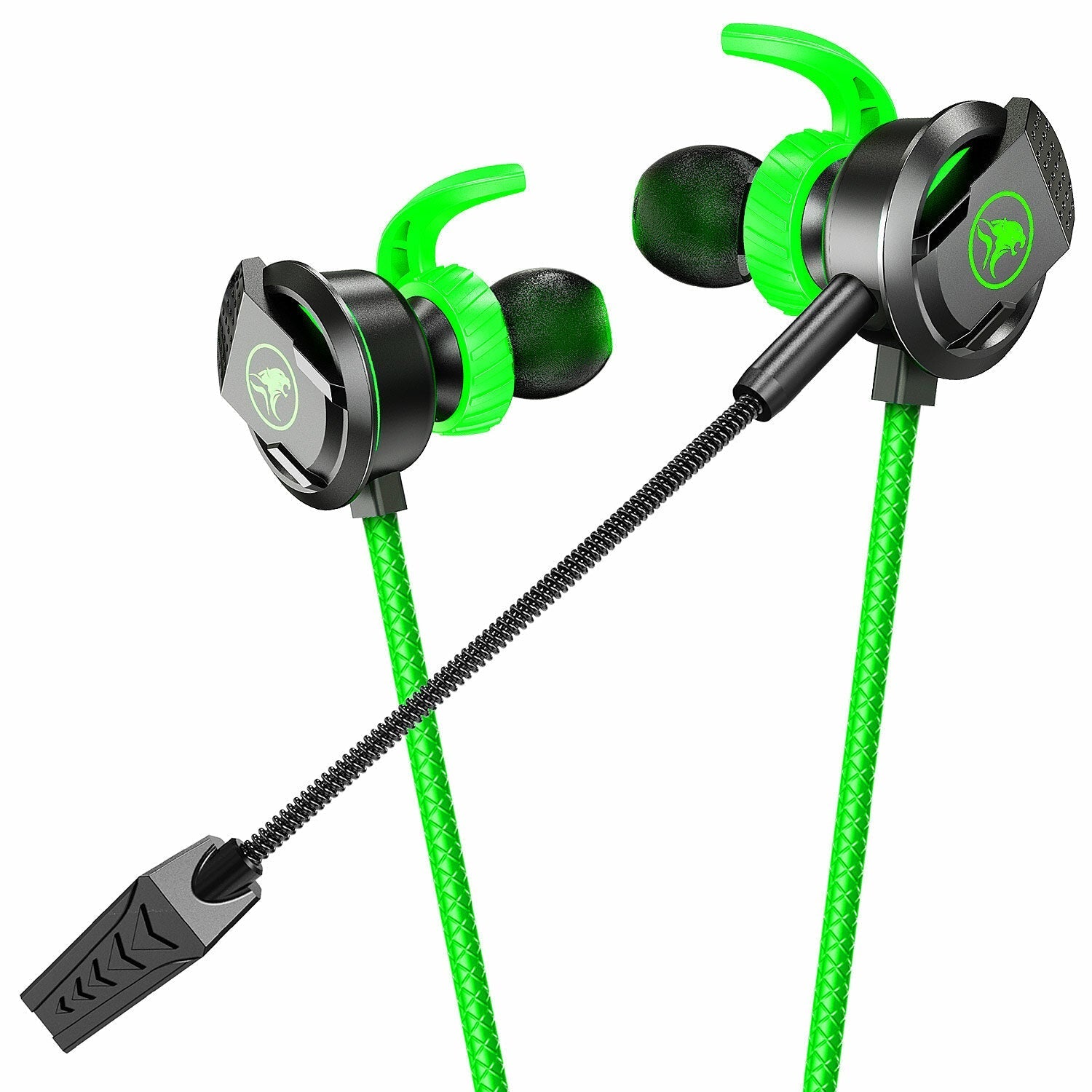 In-Ear Gaming Headset Dual Microphone Super Bass Headphone Active Noise Reduction with Detachable HD Long-Microphone