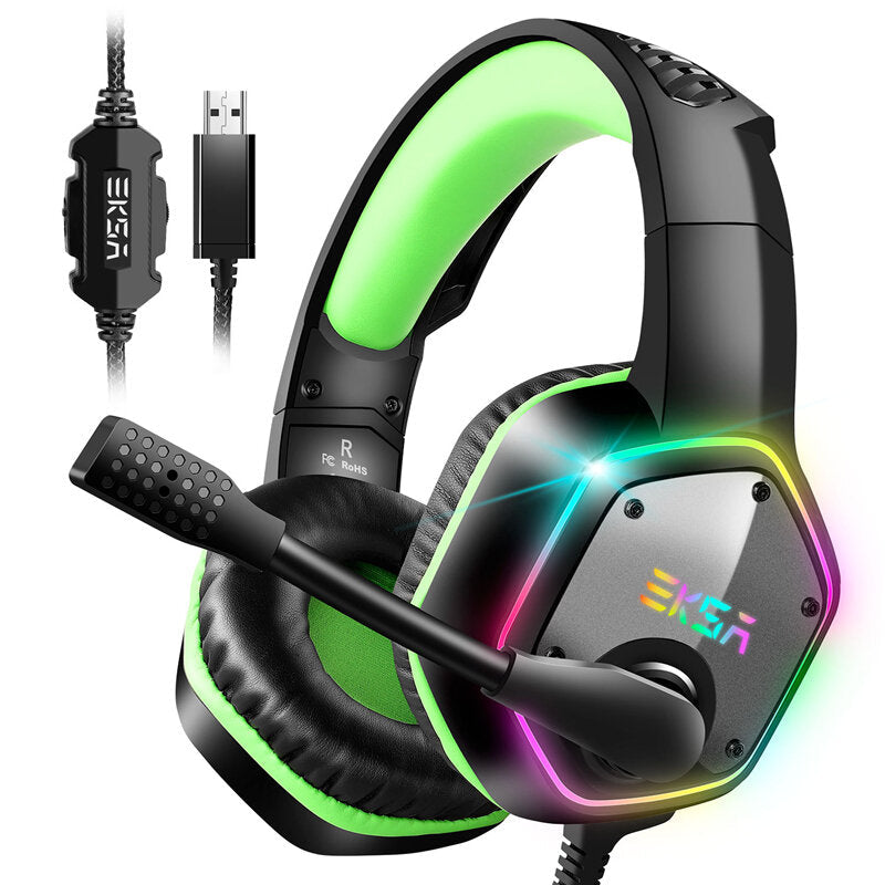 Gaming Headphone 7.1 Virtual Surround RGB Light USB Professional Gaming Headset with Noise Cancelling Mic for PC Laptop