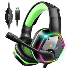 Gaming Headphone 7.1 Virtual Surround RGB Light USB Professional Gaming Headset with Noise Cancelling Mic for PC Laptop