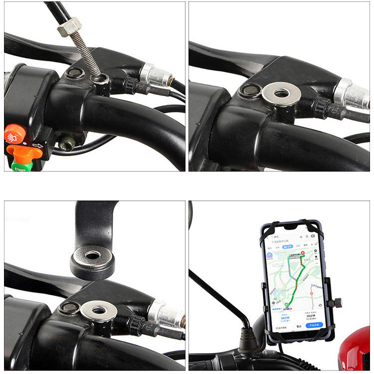 USB 12V-48V 360 Rotatable Anti-Slip Universal Bicycle Phone Holder Motorcycle Electric Bike Handlebar Mount Bracket Clip Stand For 55mm-100mm Phone
