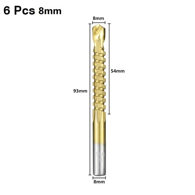 6pcs 3-8mm HSS Drill Bit Titanium Plating Coated Hole Saw Drill Bit Set Wood Hole Cutter Core Drill