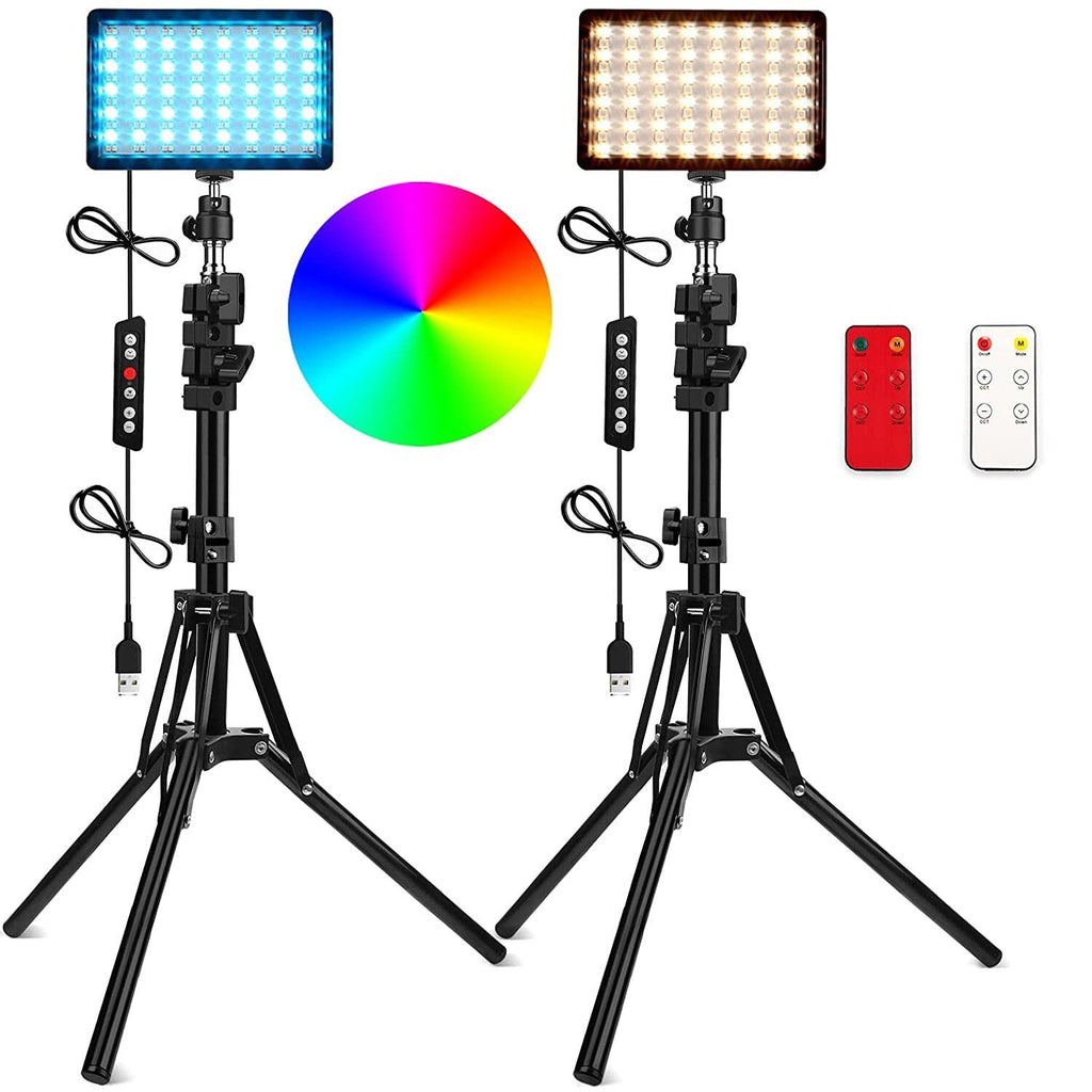 LED USB Video Light Lamp with Adjustable Tripod Remote Control for YouTube Photography Game Live Broadcast TikTok 2500-6500K