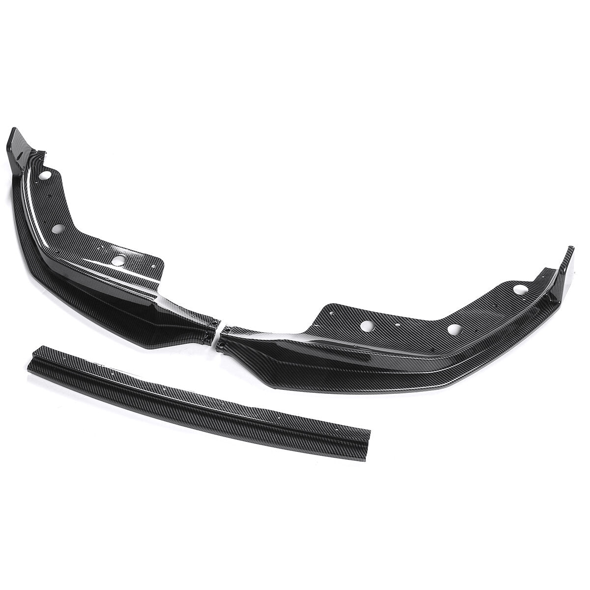 Carbon Fiber Look Front Bumper Lip Spoiler Splitter Cover Trim Body Kit 3PCS