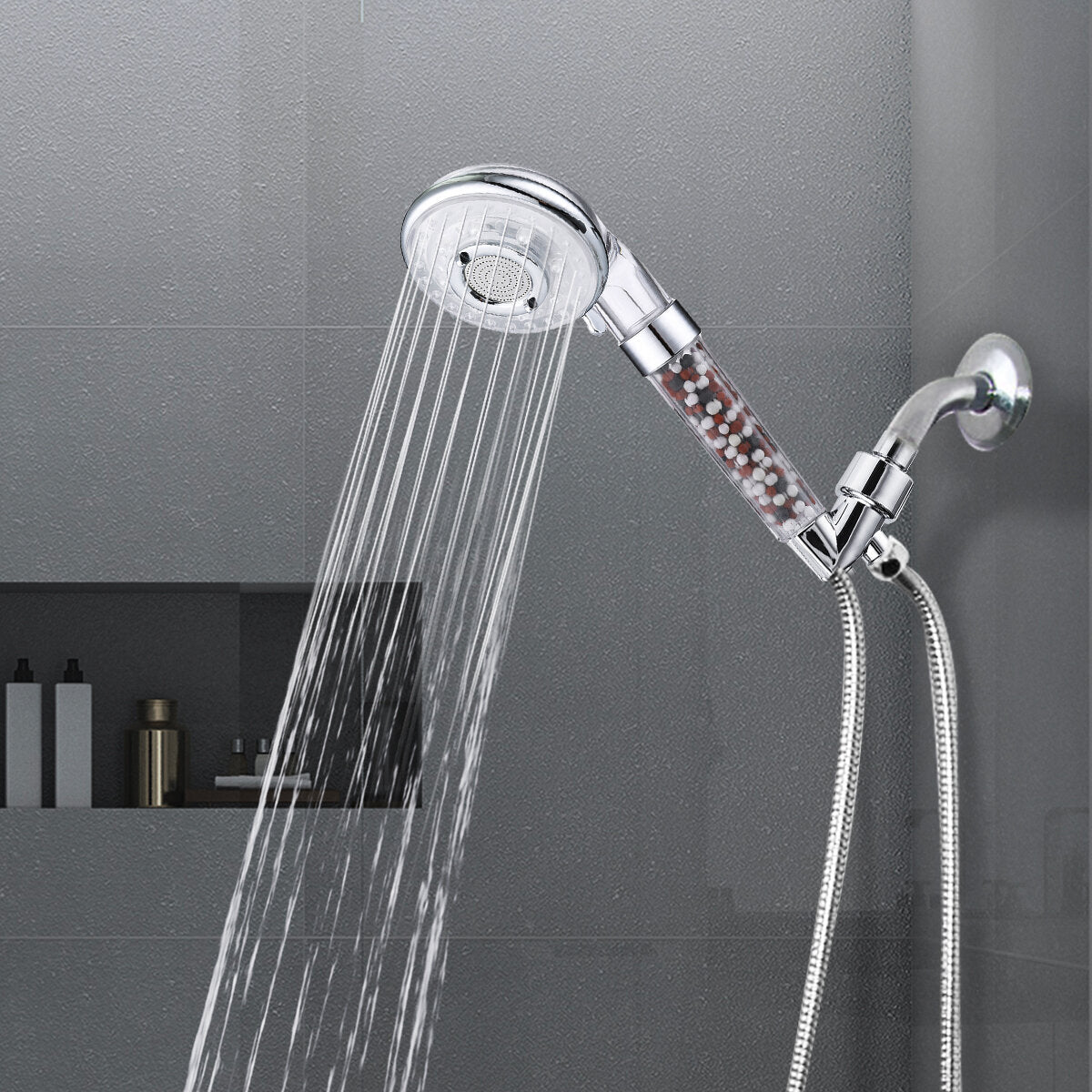 Shower Head Filtration Hand 3 Mode With Limescale Filter And Ion A Pack Of Mineral Ball Substitutes