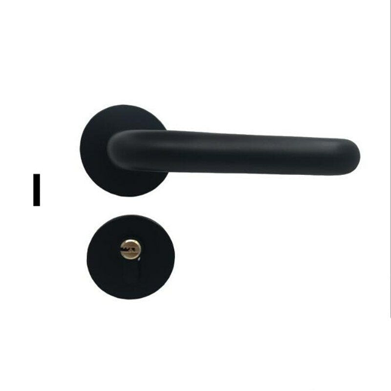 Matte Black Aluminum Door Lock Mechanical Interior Handle Cylinder Lever Latch Home Security Mute Locker With Keys