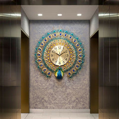 60x58cm Modern Peacock Clock Quartz Living Room Mute Wall Home Decor Xmas