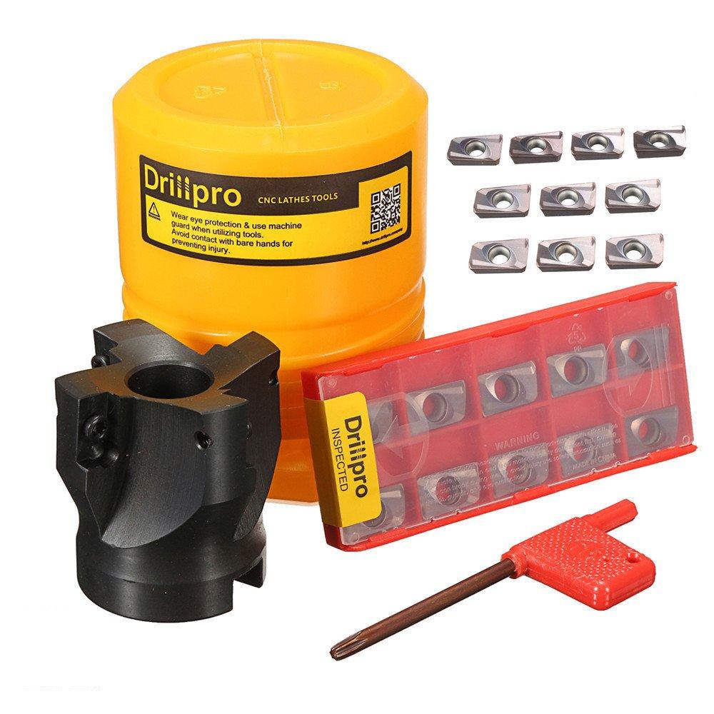 400R-50-22 4 Flute 90 Degree Face End Mill Cutter with 10pcs APMT1604 Carbide Iinserts and Spanner