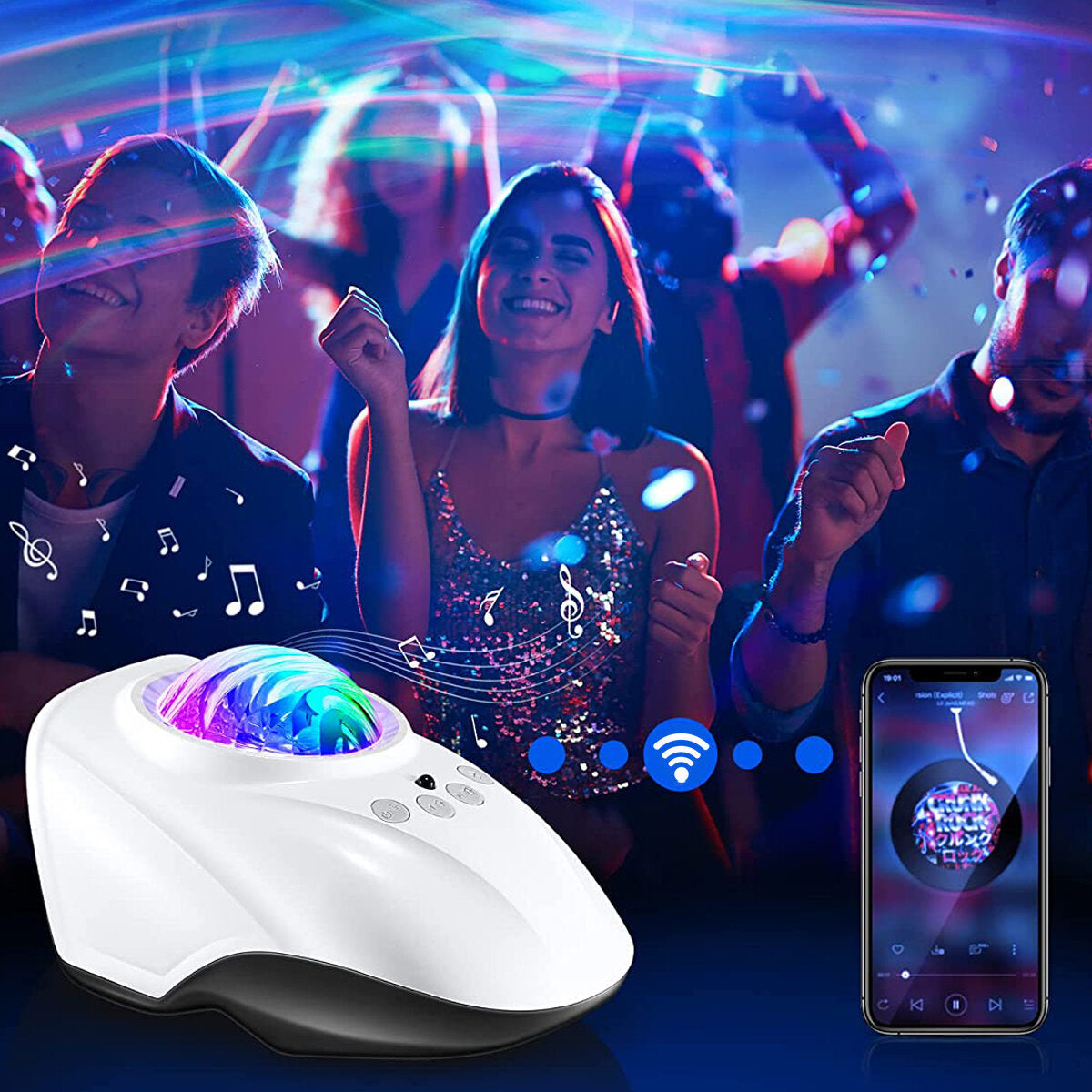 Bluetooth Star Projector Speaker Music Player White Noise Star Light Projector Night Light Projector