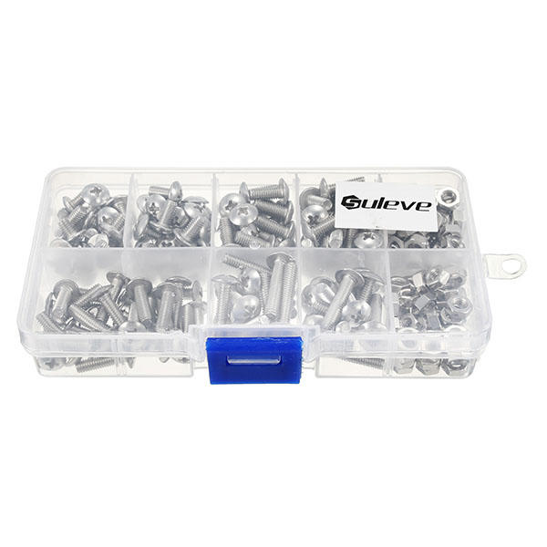 M4SP1 M4 Stainless Steel Phillips Round Head Screws Bolts Nuts Assortment Kit 250Pcs