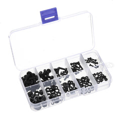 150Pcs Nylon Black P hillips Pan Head Screw Nut Bolt Washers Assortment Kit M2 M2.5 M3 M4 M5