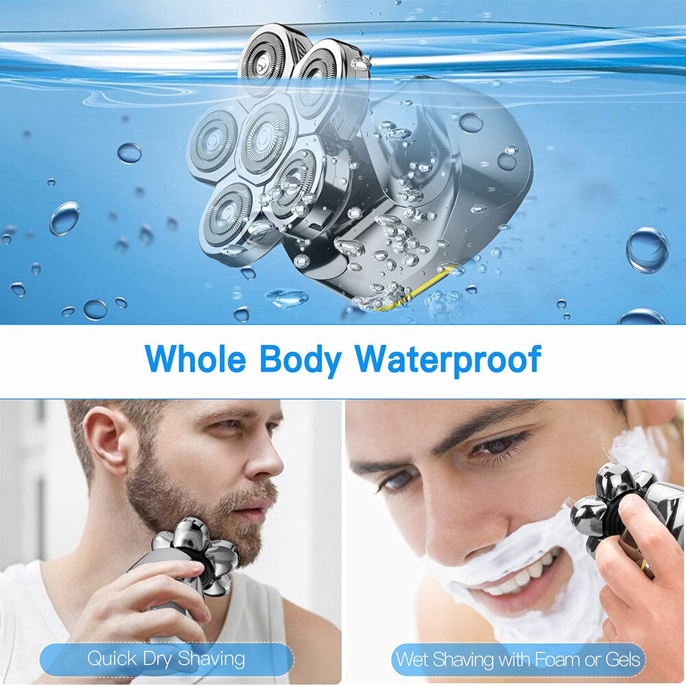 6D Independent Floating Heads Electric Shaver Smart Travel Lock LED Display Electric Shaver IPX6 Waterproof USB Charging Electric Shaver