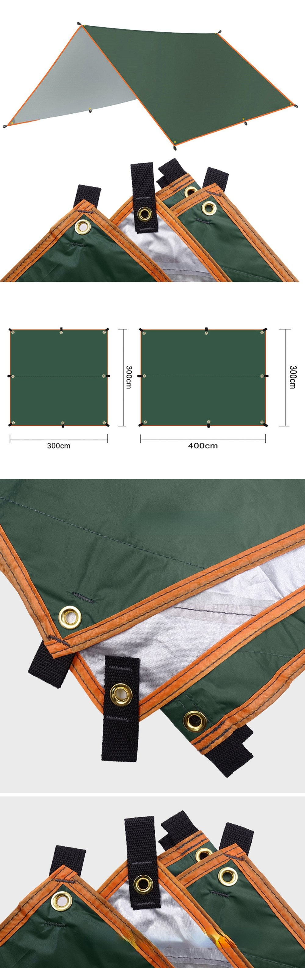 Top Lander 3x4m Sun Shelter Waterproof Awning Tarp Tent Ultralight Garden Canopy Outdoor Camping Hammock Beach
