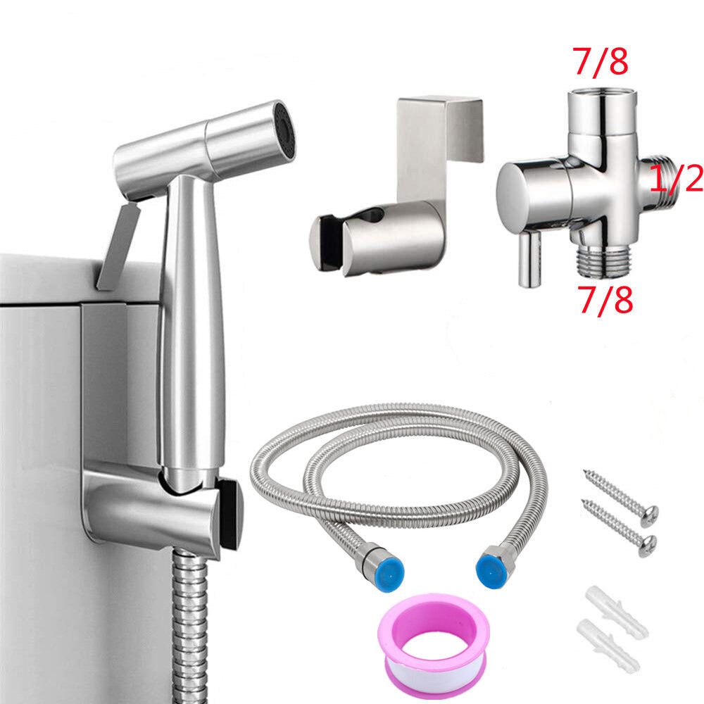 Handheld Bidet Sprayer for Toilet Adjustable Pressure Faucet Diaper Set with Hose Attachment Bathroom