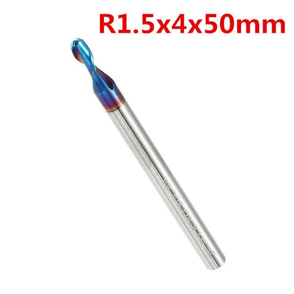 R0.5-R3 2 Flutes Tungsten Carbide End Mill HRC65 NACO Coated Ball Nose Cutter