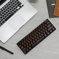 Mechanical Keyboard Bluetooth Wired Dual Mode 60% Golden / Ice Blue Backlit Gaming Keyboard