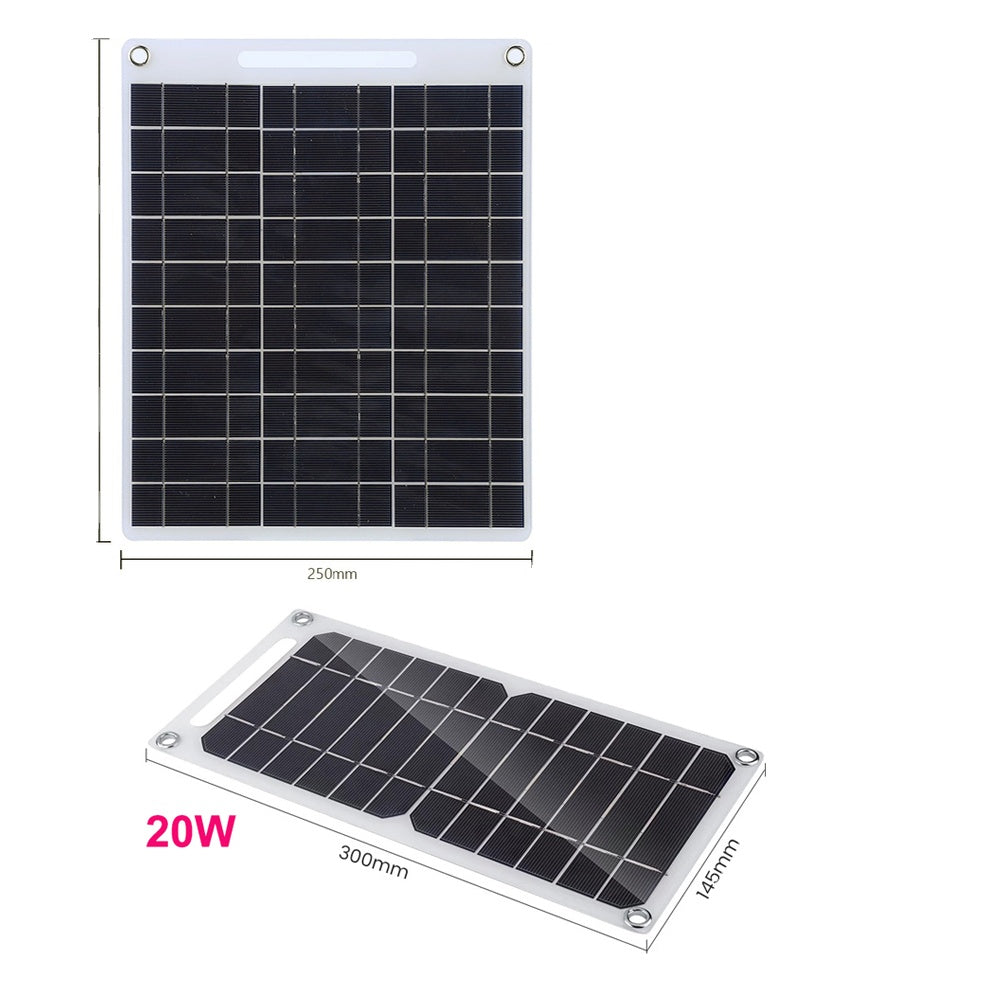 30W Solar Panel 5V Polysilicon Flexible Portable Outdoor Waterproof Solar Cell Car Ship Camping Hiking Travel Cell Phone Charger