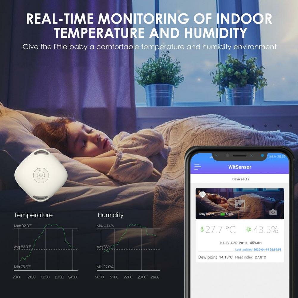 Bluetooth Wireless Humidity Smart Sensor Indoor Outdoor Temperature Humidity Sensor For Android/IOS