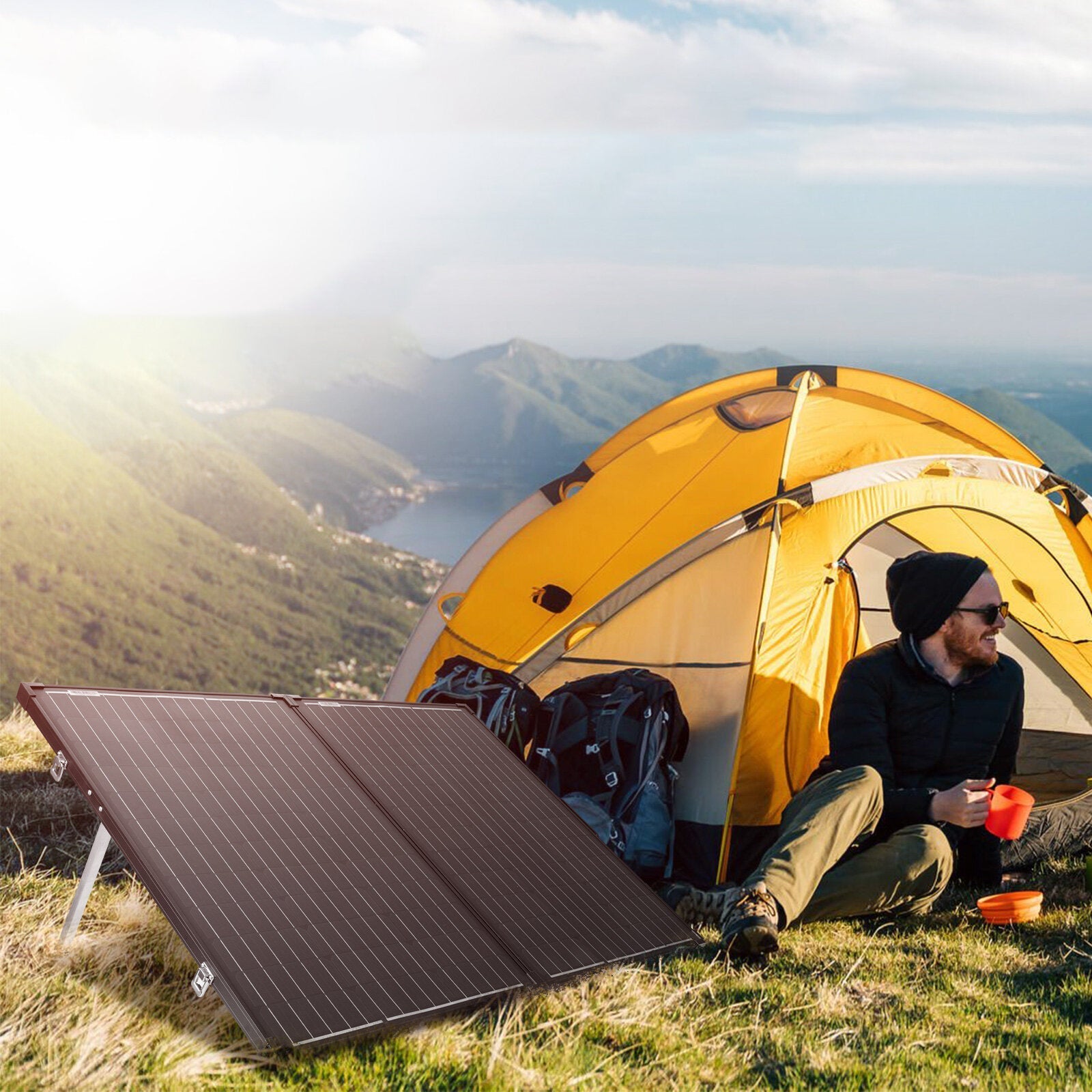 200W Monocrystalline Solar Panel Without Glass Portable Solar Suitcase Equipped With 20A MPPT Controller For 12V Batteries RV Camping Power