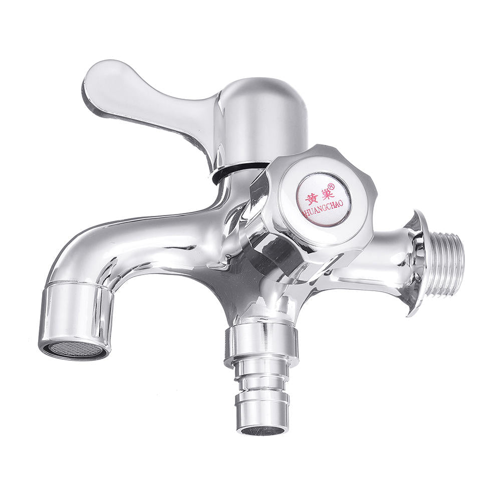 Wall Mount Single Cold Washing Machine Faucet 1/2'' Double Spouts 2 Handles Water Tap Garden Bathroom Bock