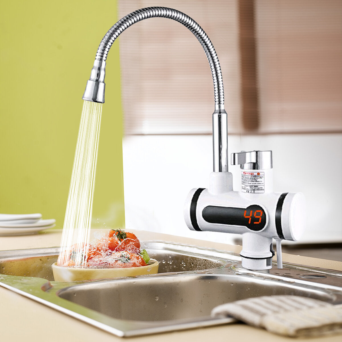 3000W Instant Hot Water Tap Electric Faucet Heater Kitchen With Temperature Display