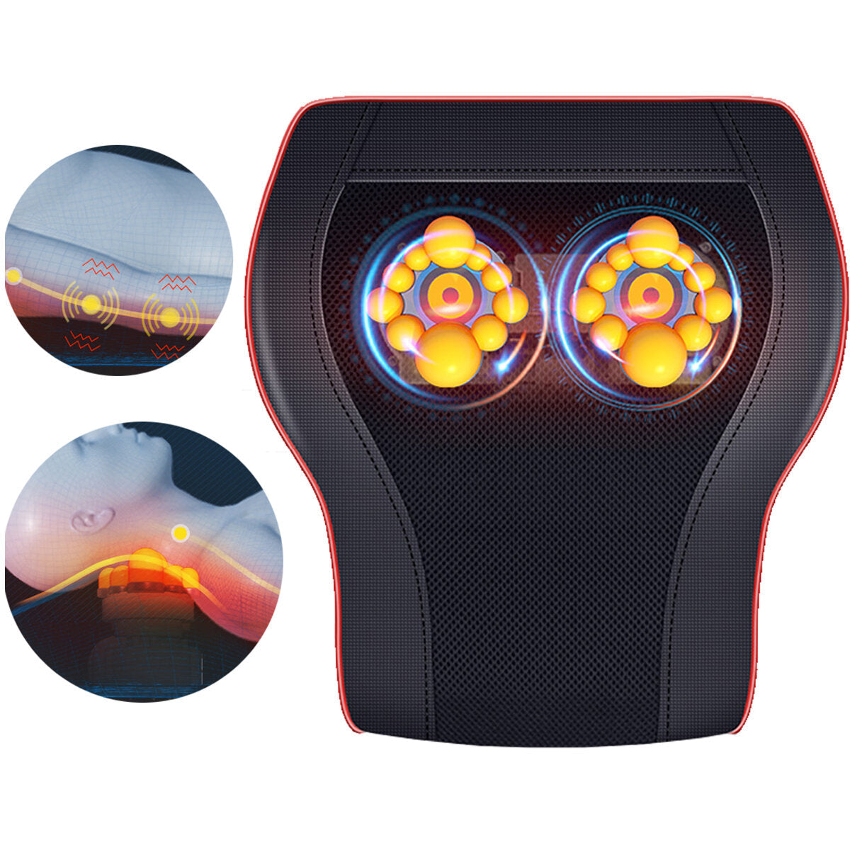 8D Surrounding Kneading Massager Pillow Back Neck Massage Lumbar Heat Cushion 3 Gears Adjustment