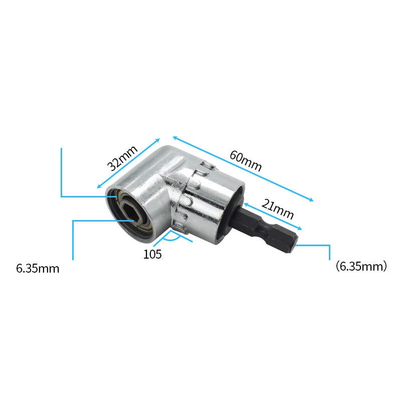 8PCS 1/4 Inch 105 Degree Right Angle Drill Bit + Extension Bar Hex Shank Screwdriver Bit Holder+Impact Socket Square Nut Driver Bit+Flexible Bit