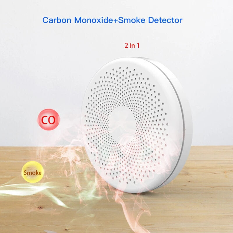 WiFi 2 In 1 Smoke Detector Carbon Monoxide Detector Fire Alarm Sensor Wireless Security System Smart Life Tuya App Control for Smart Home
