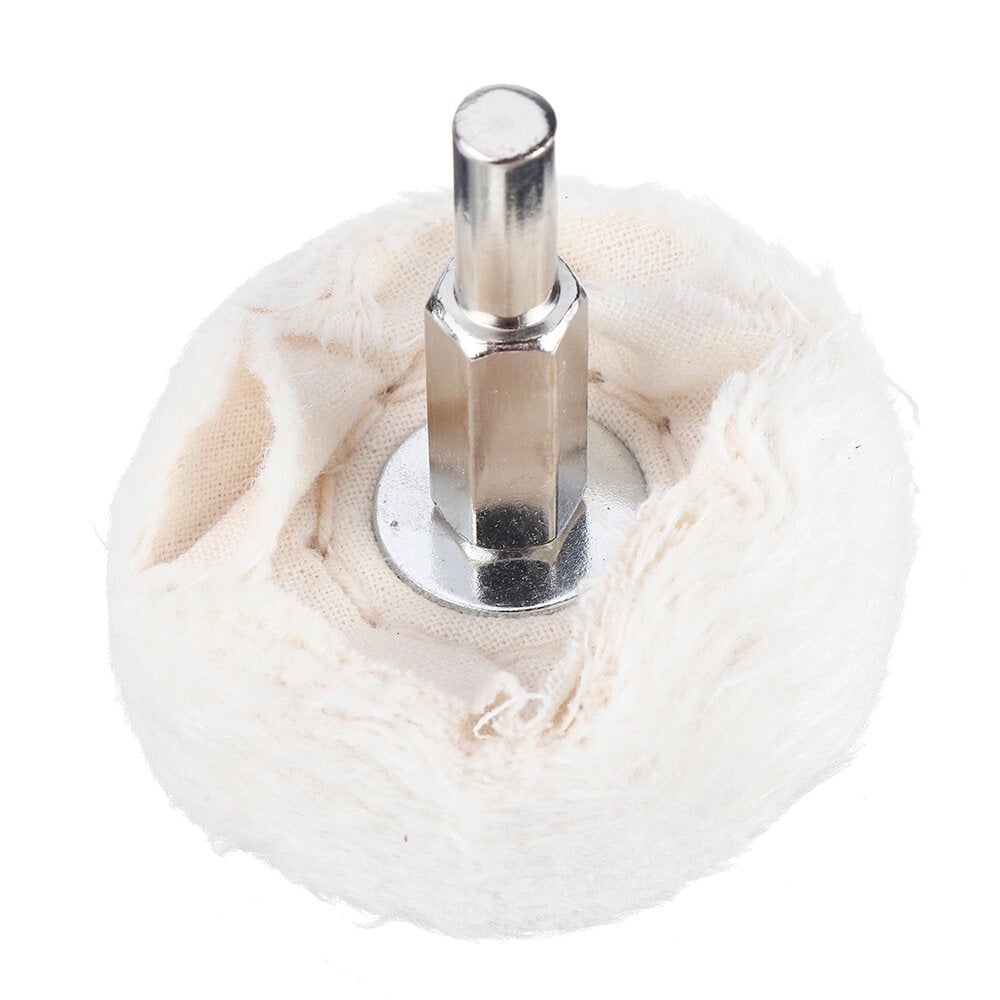 5Pcs 6mm Shank Cotton Dome Polishing Buffing Wheel Drill Brush For Abrasive T-shaped White Cloth Mirror Buffer Pad Grinding Tool