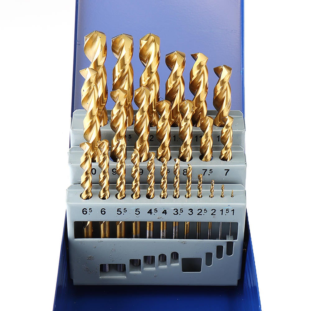 25Pcs Titanium Coated M42 Twist Drill Bit 8% High Cobalt HSS Set Industrial Grade 1-13mm for Stainless Steel Metal Wood