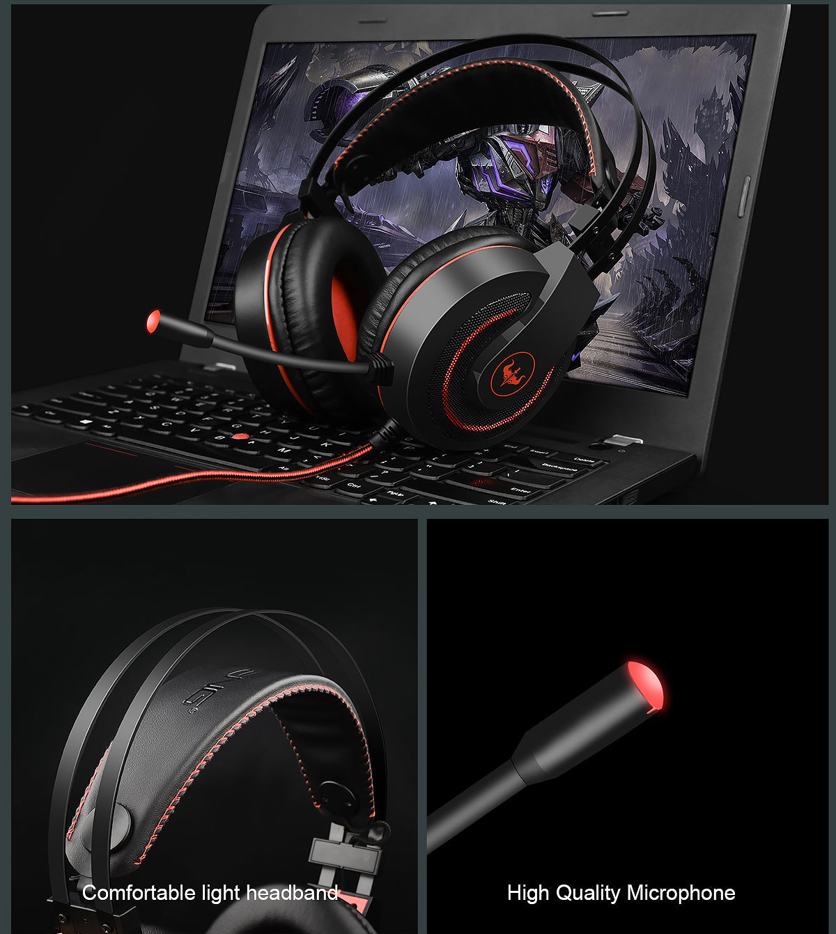 Gaming Headset Wired 3.5mm Jack 50mm Bass Stereo Sound LED Light Headphone with Mic for PS3/4 Computer PC Gamer