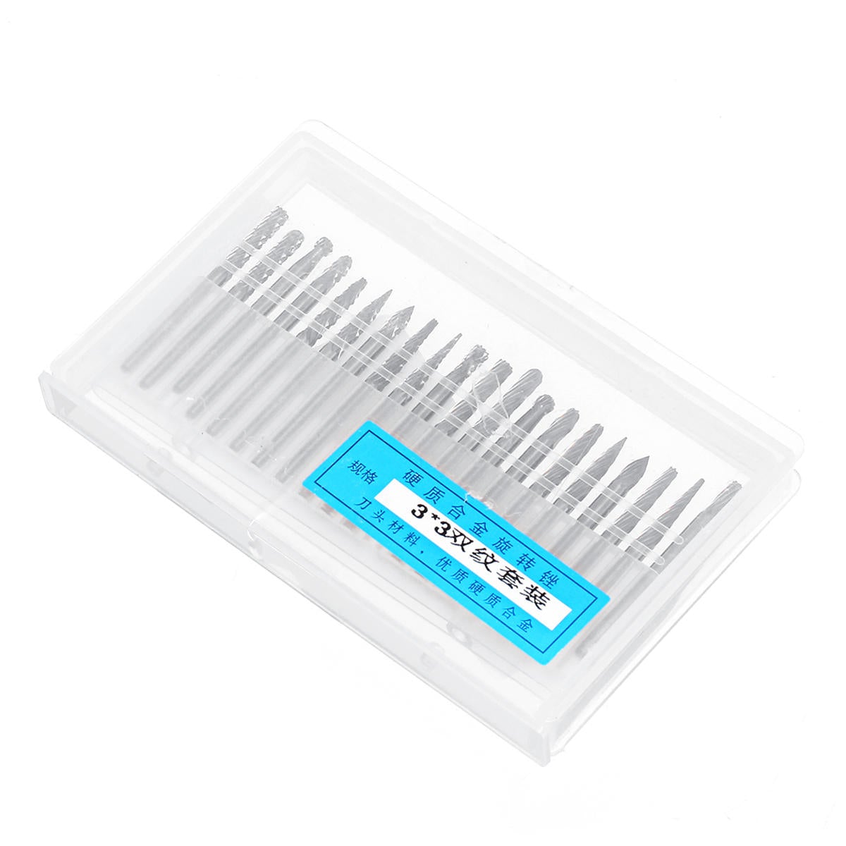 20Pcs 3x3mm Tungsten Steel Solid Carbide Burrs Rotary Rasp File Grinding Tools Kit