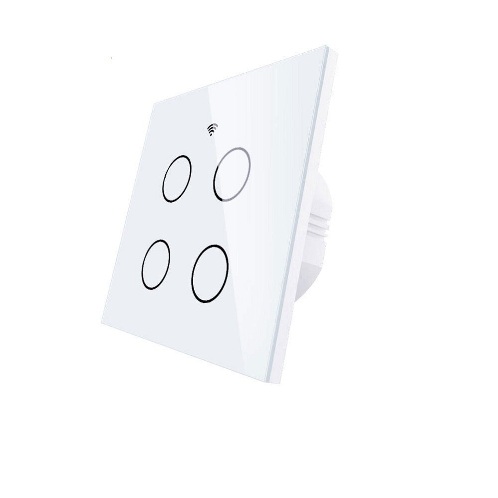 WiFi Smart 4 Gang Glass Panel Switch Smart Life/Tuya App Multi-Control Voice Control Works with Alexa Google
