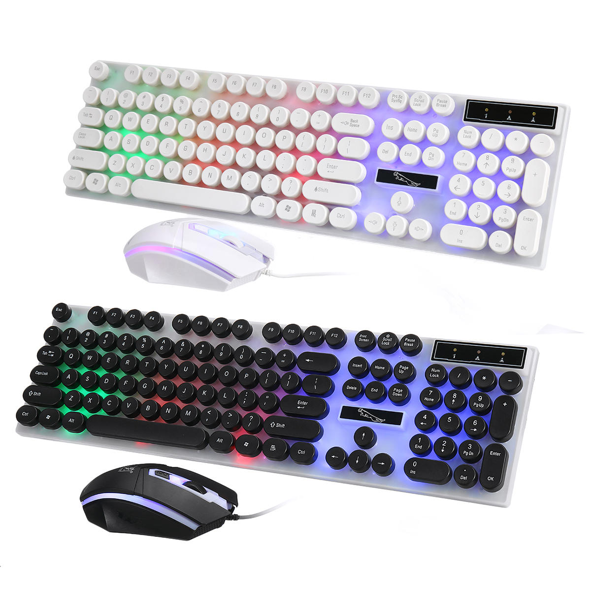 104 Keys Colorful Backlight USB Wired Gaming Keyboard and Gaming Mouse Combo for PC Laptop