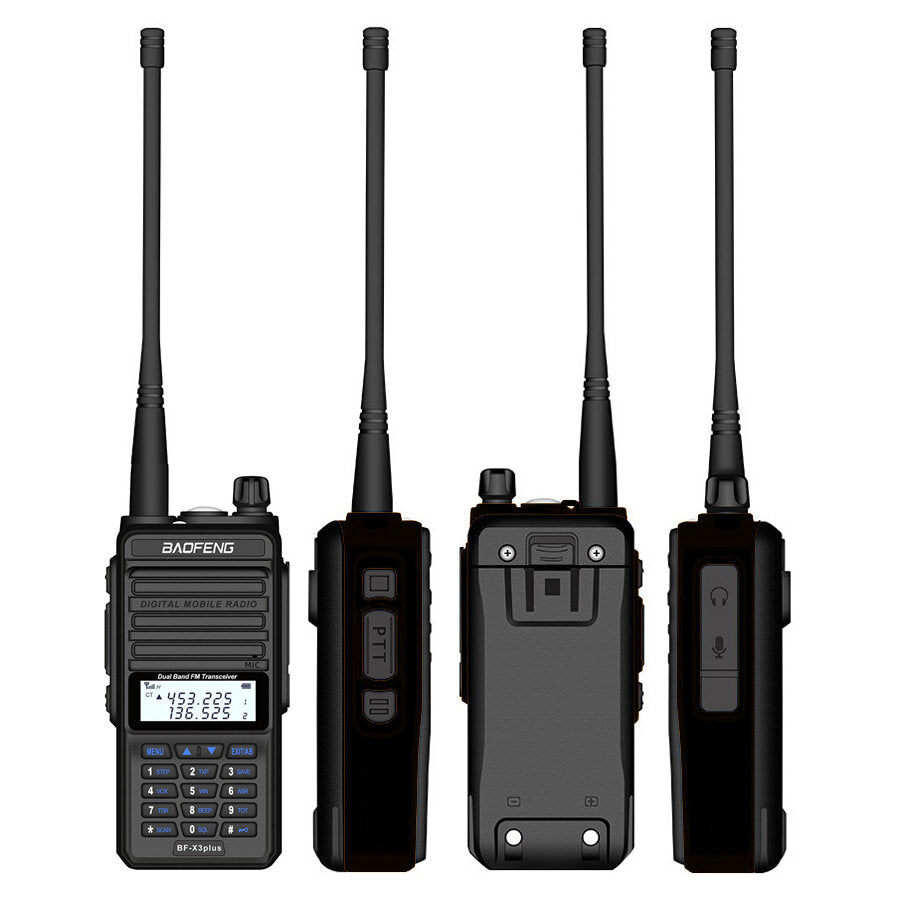 2800mah 8W Tri-band Radio Walkie Talkie 20 KM Waterproof UHF/VHF Transceiver 220MHz Radio Transmitter Black