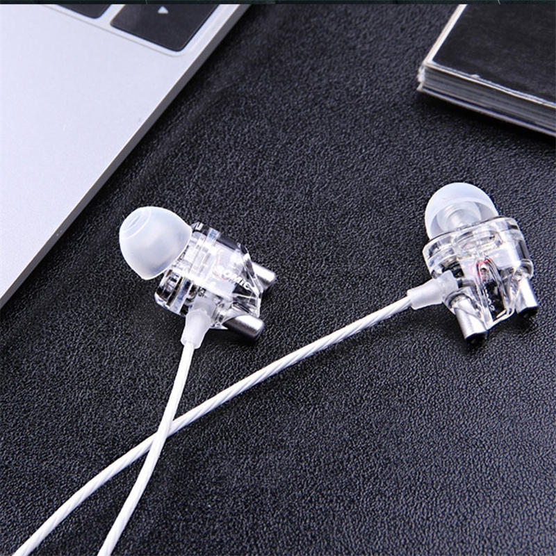 Dual Dynamic Driver Graphene Earphone 3.5mm Wired Control In-ear Heavy Bass Stereo Earbuds Headphone with Mic
