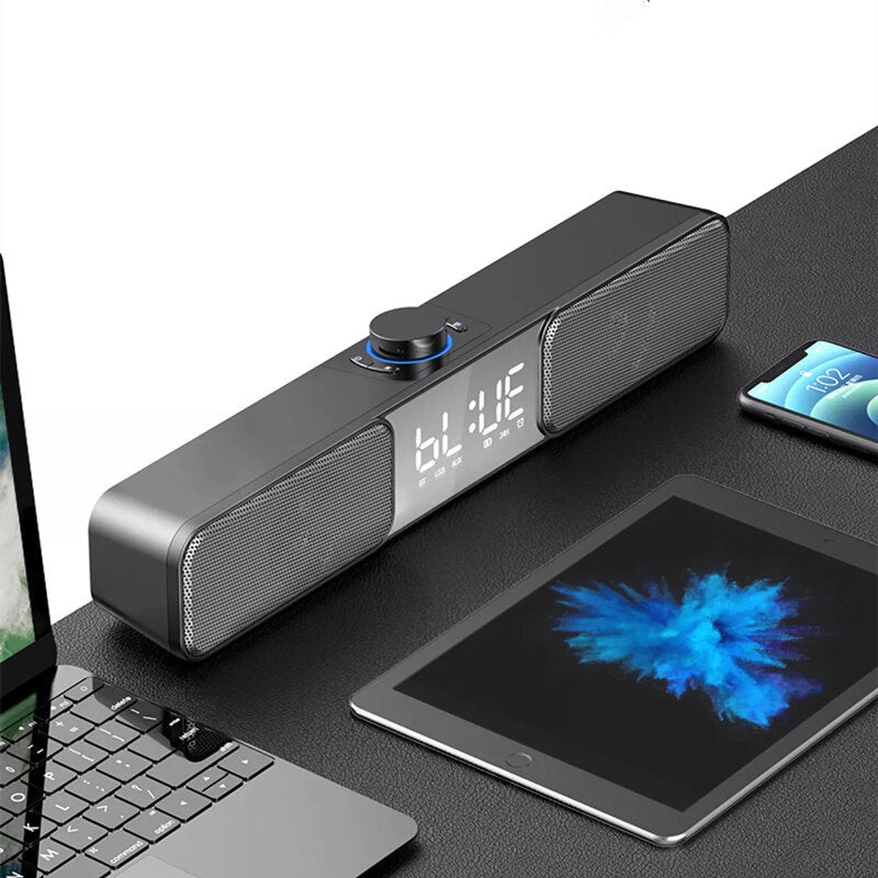 Portable bluetooh Speaker Wired Speaker LED Display Alarm Clock Bass Speaker 3.5mm AUX Desktop Speaker