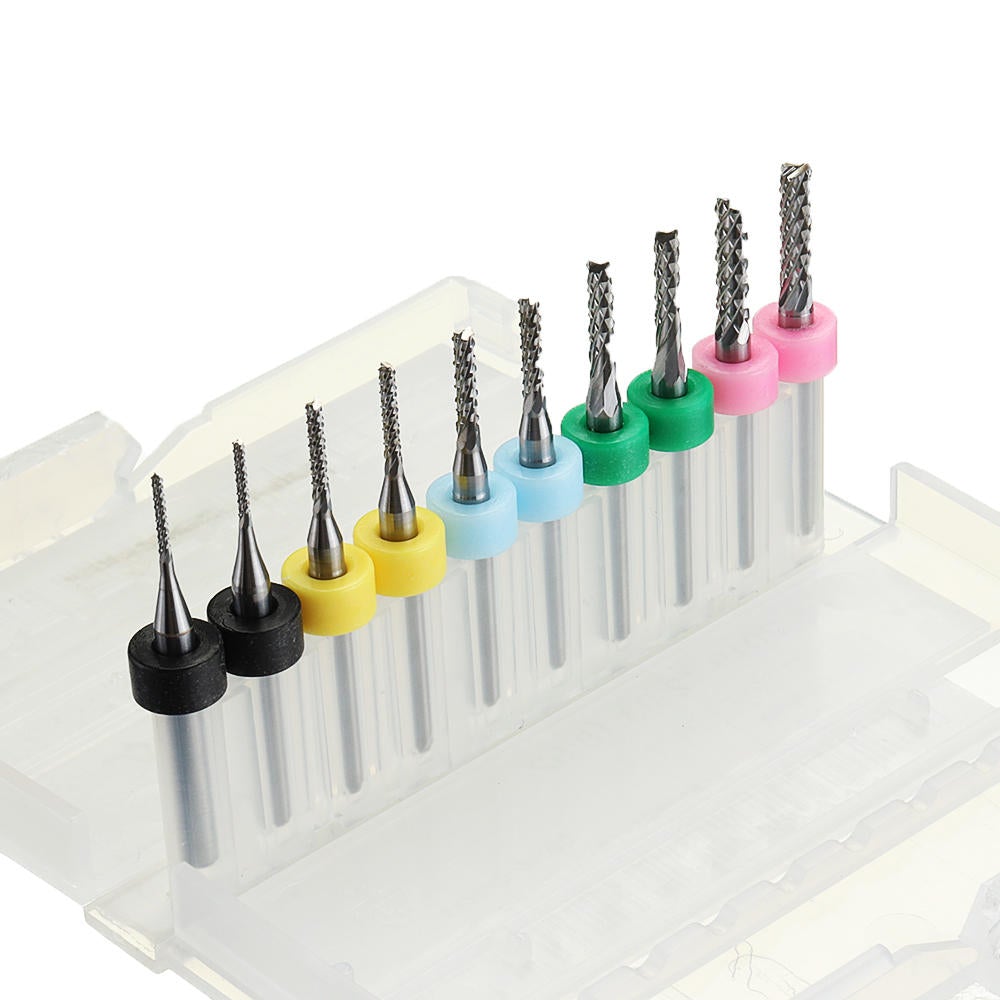 10Pcs 1.0-3.0mm End Mill Engraving Milling Cutter with Stop Ring Carbide Bits PCB Drill Bit Set