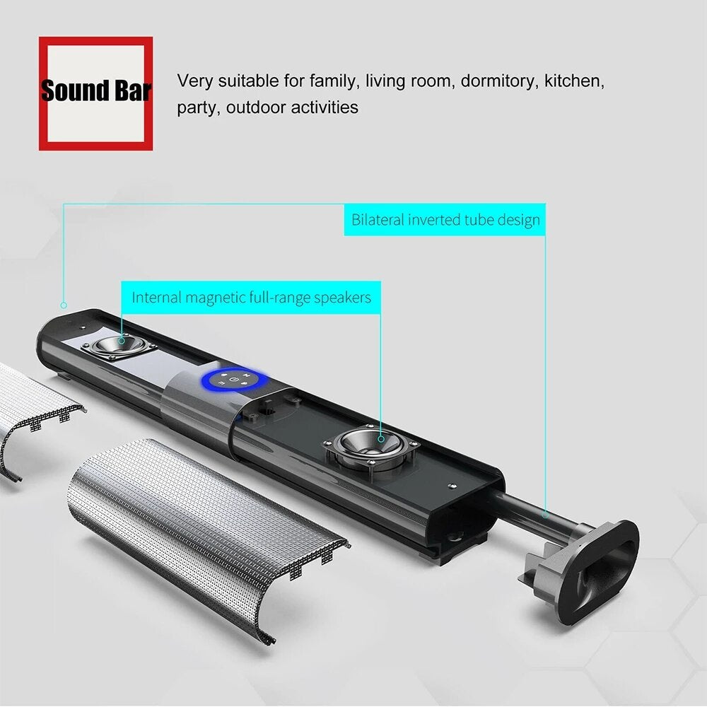 Wireless Bluetooth 5.0 Speaker Sound Bar Subwoofer Stereo LED Flashlight RGB Speaker Home Theater Surround Soundbar with Remote Control