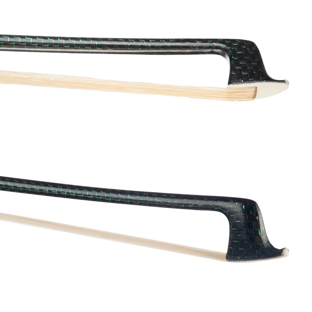 Master 4/4 Carbon Fiber Violin Bow Green Silk Braided Carbon Fiber Stick Cupronickel Mounted Ebony Frog Durable Use