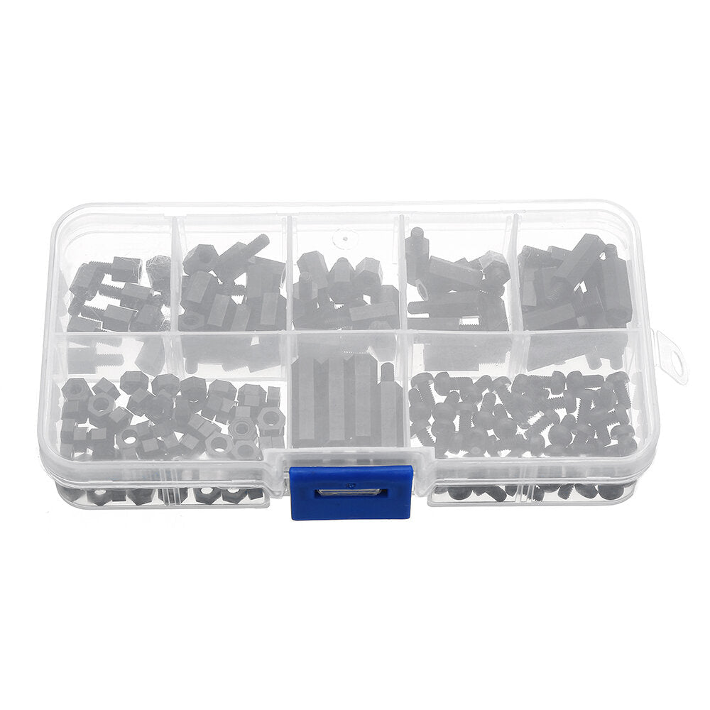M3NH6 300Pcs M3 Nylon Screw White&Black Hex Screw Nut PCB Standoff Spacer Assortment Kit