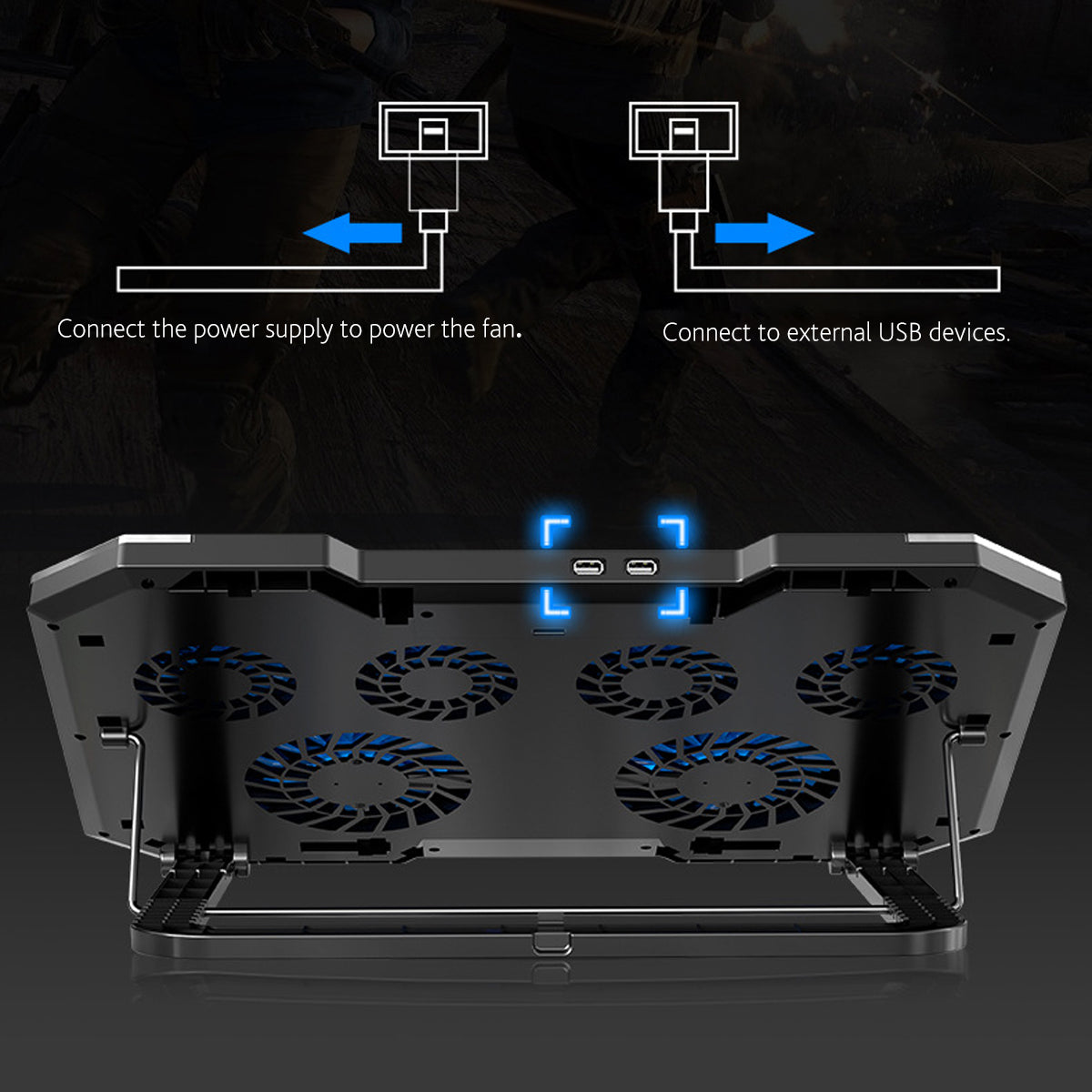 LCD Screen Notebook Cooler 6 Fan 6 Light Key Controlled RGB luminescence Computer Cooling Base Laptop Cooling Pads
