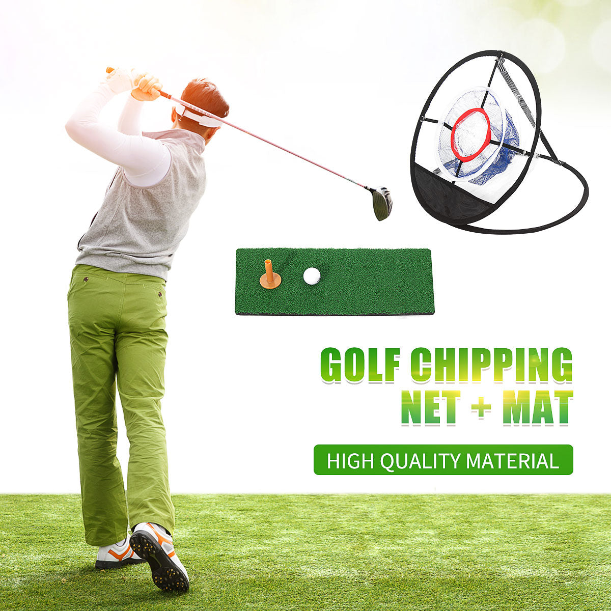 Golf Chipping Net Folding Mini Golf Training Net Swing Pitching Net Outdoor Sport with Golf Mat