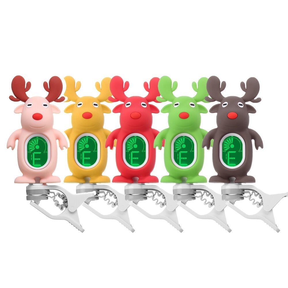 Cartoon ELK Shape LCD Display Rotatable Clip-on Digital Tuner for Erhu / Guzheng / Pipa / Guitar / Bass / Violin / Ukulele