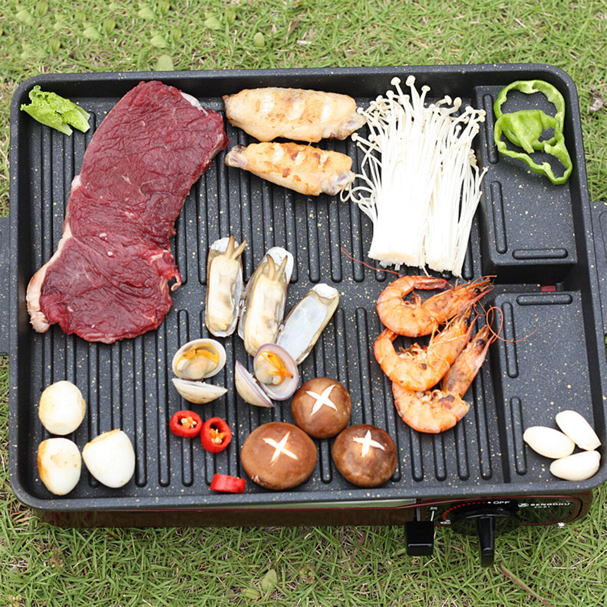 BBQ Grill Tray Cooking Plate Maifan Stone Coating Outdoor 32.5*26*4CM