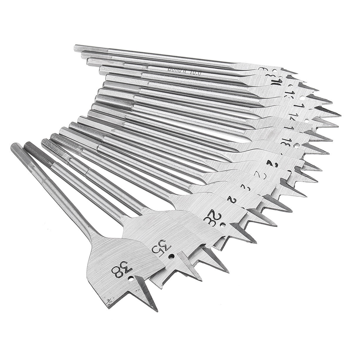 17Pcs 6-38mm Flat Drill Bit Set High Carbon Steel Cutter Carpenter Tool Woodworking