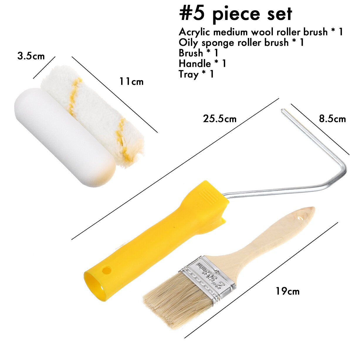 5/6Pcs Paint Runner Pro Roller Brush Set Room Decorating Handle Tools Kits 4Inch