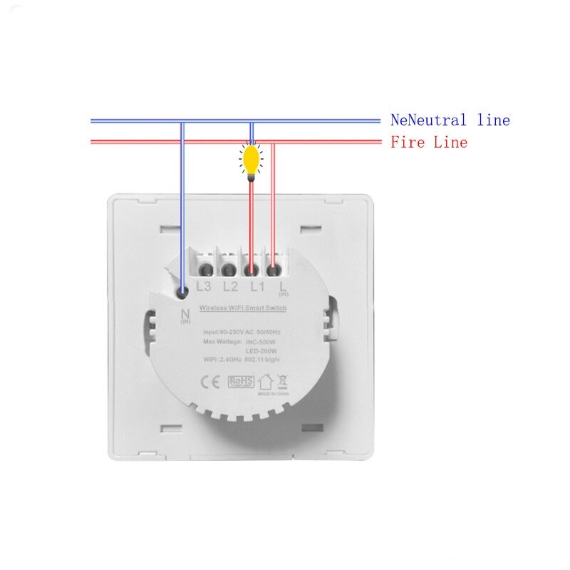 WiFi RF433 1Gang Push Button Wall Light Switch EU AC 100V-240V Smart Switch Compatible with Control Alexa Google Home