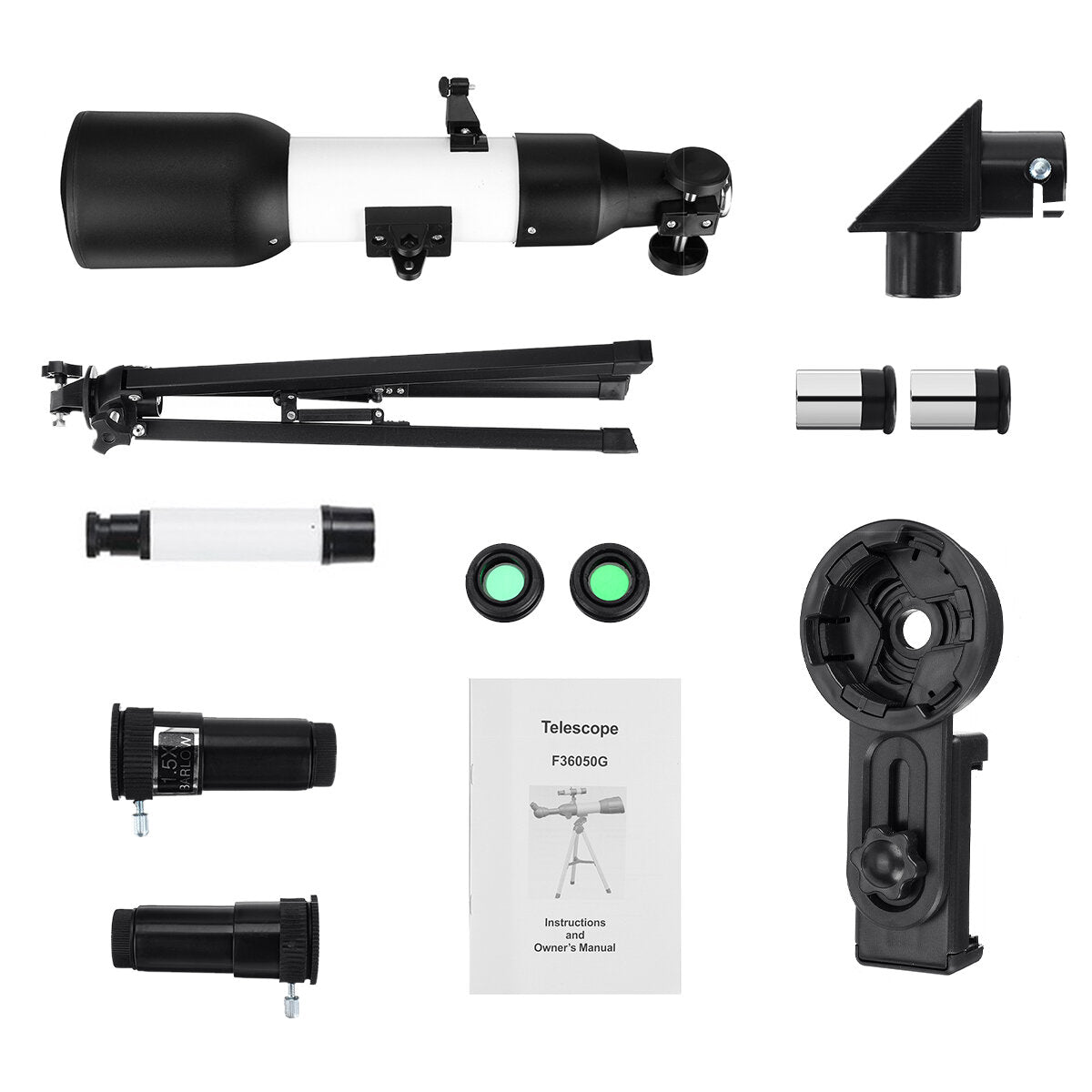 180X Astronomical Telescope 60mm Aperture 360mm Focal Length Tripod Outdoor Camping Telescope with Phone Holder