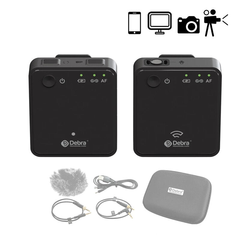 Portable Wireless Lavalier Microphone Interview Lapel Mic with 100m Range for Smartphone DSLR Camera Webcast